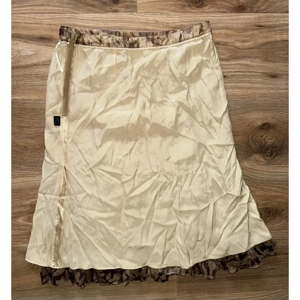 Lafayette 148 New York brown floral 100% silk skirt - size 10